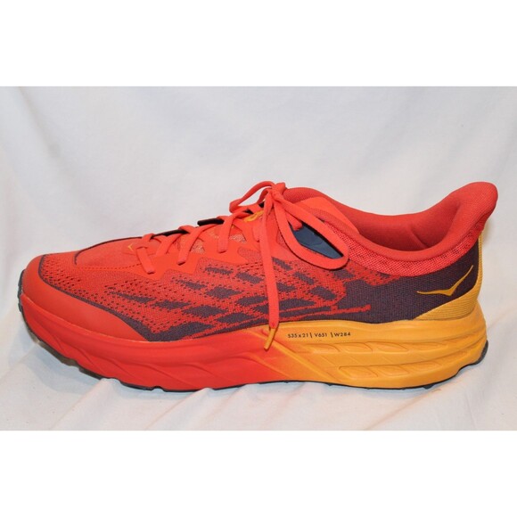 NEW Hoka One Men\'s Speedgoat 5 RUNNING SNEAKERS FIESTA RED SZ 14